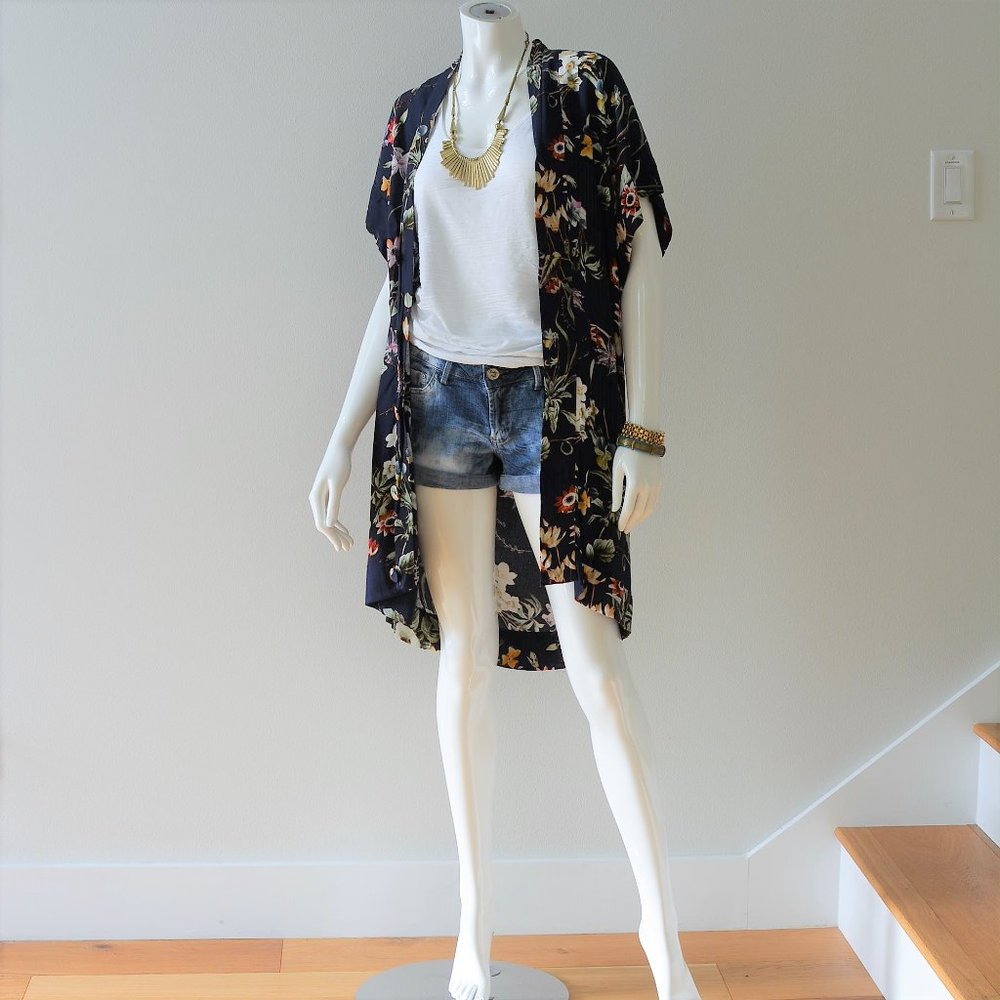 Floral navy dress/cardigan